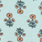 Turquoise Haze Block Print Poppies